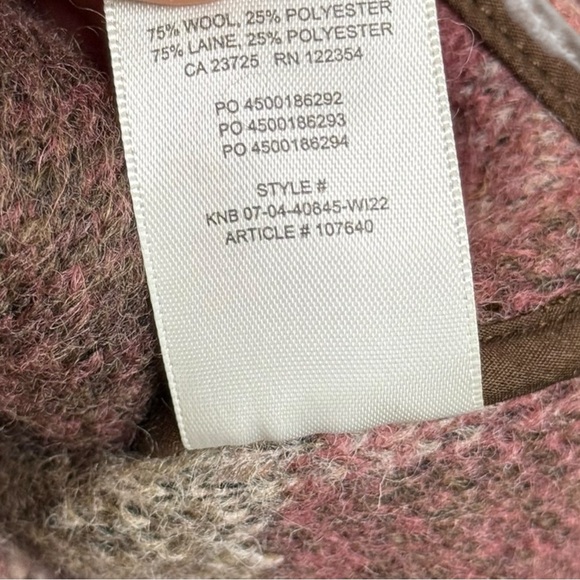 Aritzia Wilfred The Ganna Cropped Shacket Size Small Wool Brown Pink Plaid - Picture 9 of 10